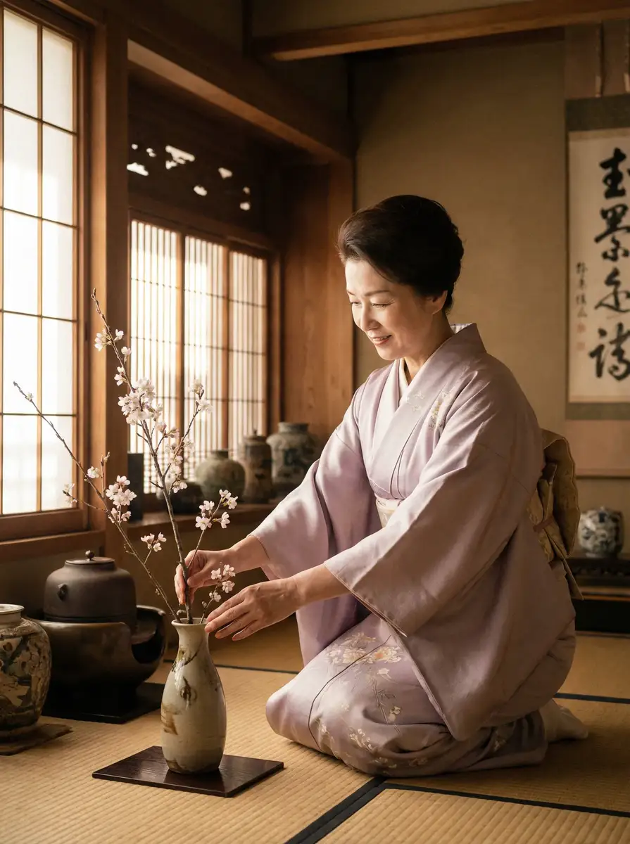 一位优雅的 小视频 - 每日更新合集，发现更多精彩片段 在和室中插花